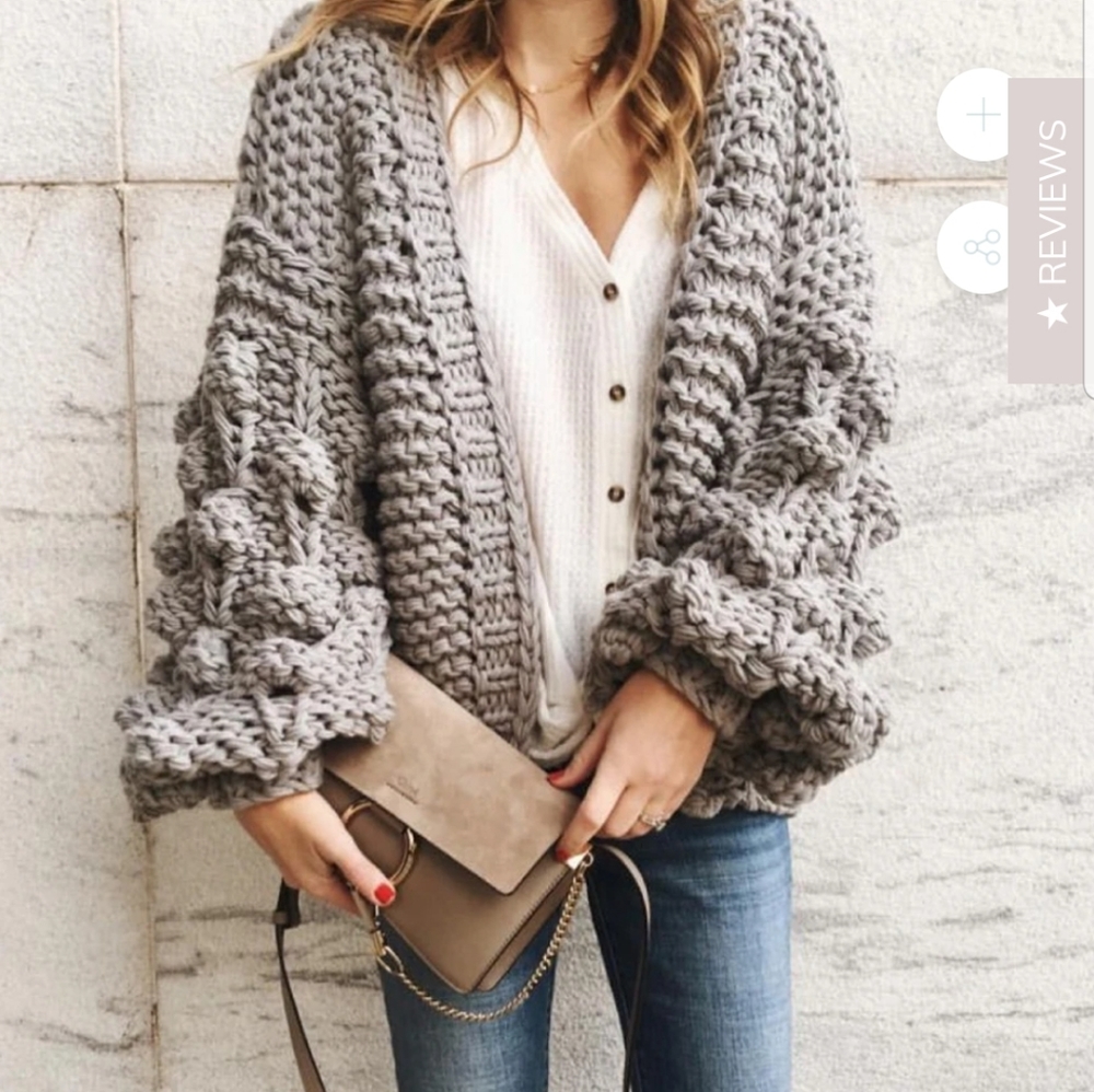 Grey chunky Cardigan Sweater